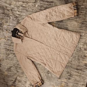 Women's BURBERRY LONDON PLAID BEIGE QUILTED JACKET COAT LIGHTWEIGHT Size 6